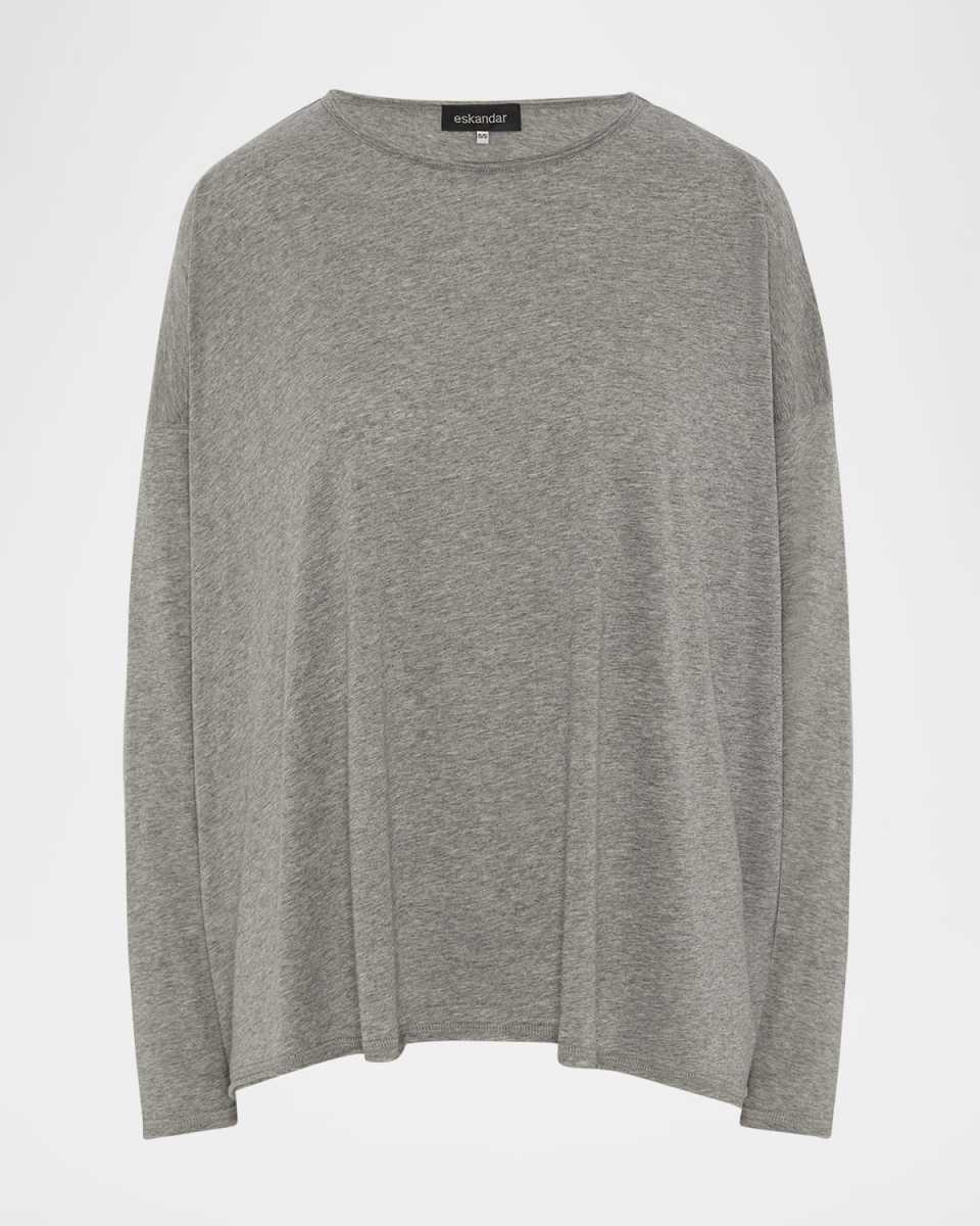 Long Sleeve Double Edge Scoop Neck T-Shirt (Mid Plus Length)